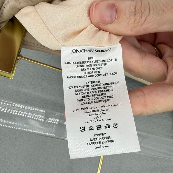 Jonathan Simkhai Tessa Tie Belt Faux Vegan Leather High Rise Straight Tan Pants - Picture 12 of 12